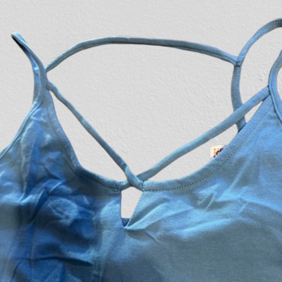 Blue V Cut Tank with Back Strap (2) - Picture 7 of 10